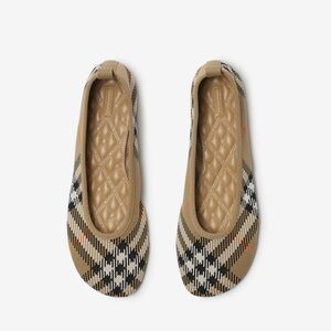 New Burberry Check Knit Baby Ballerinas 37 $655